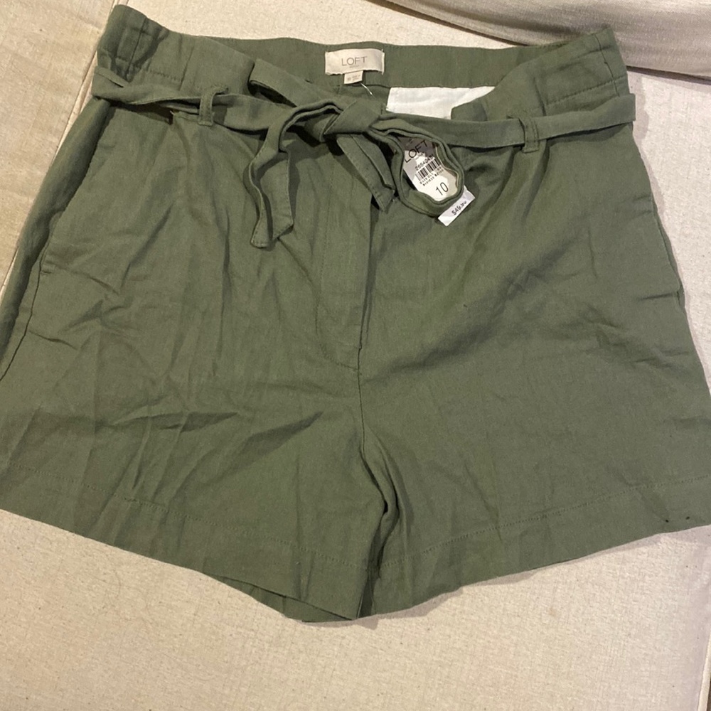 Loft Green Paper Bag Shorts